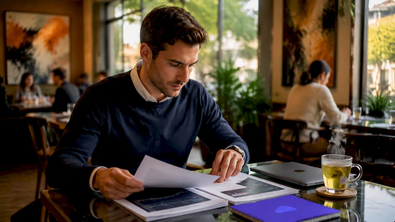 Trader reviewing trading combine reports