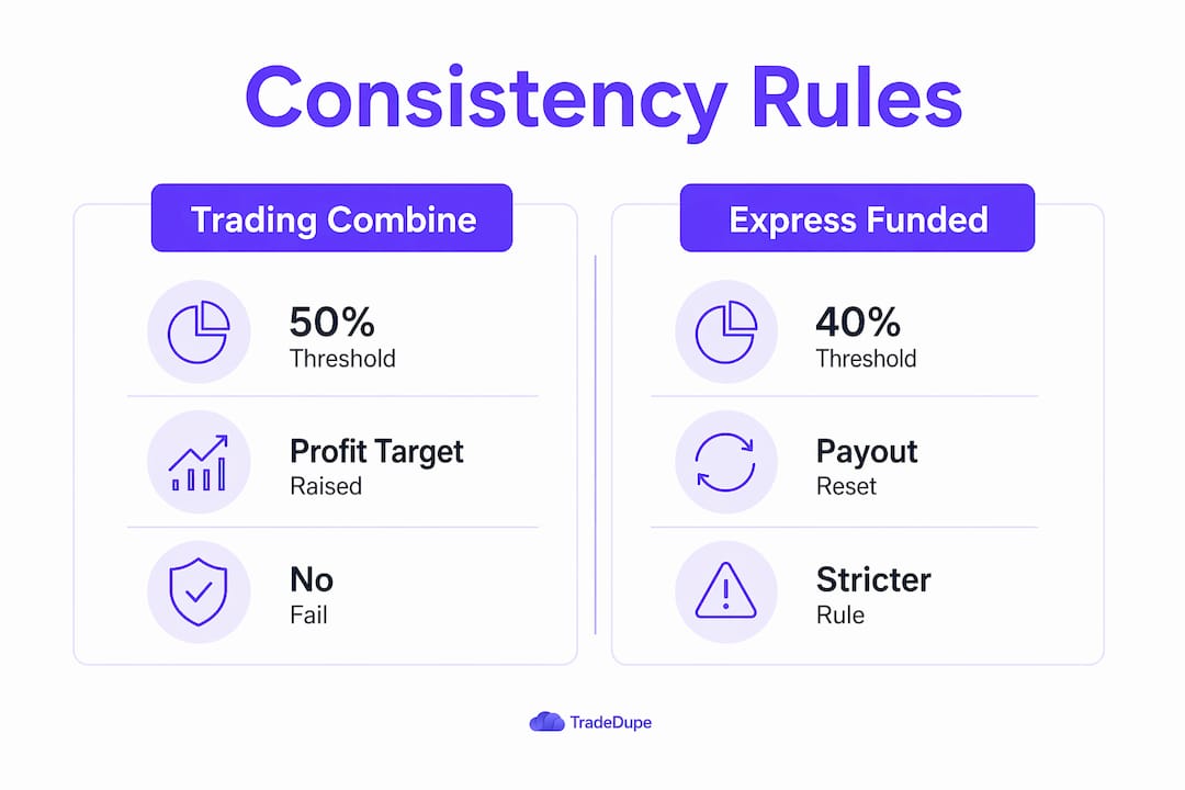 Infographic comparing Topstep consistency rules