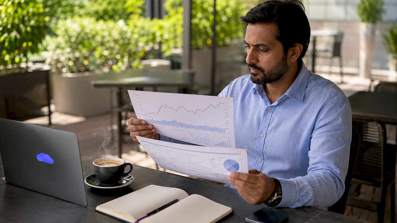 Trader studying trading consistency reports