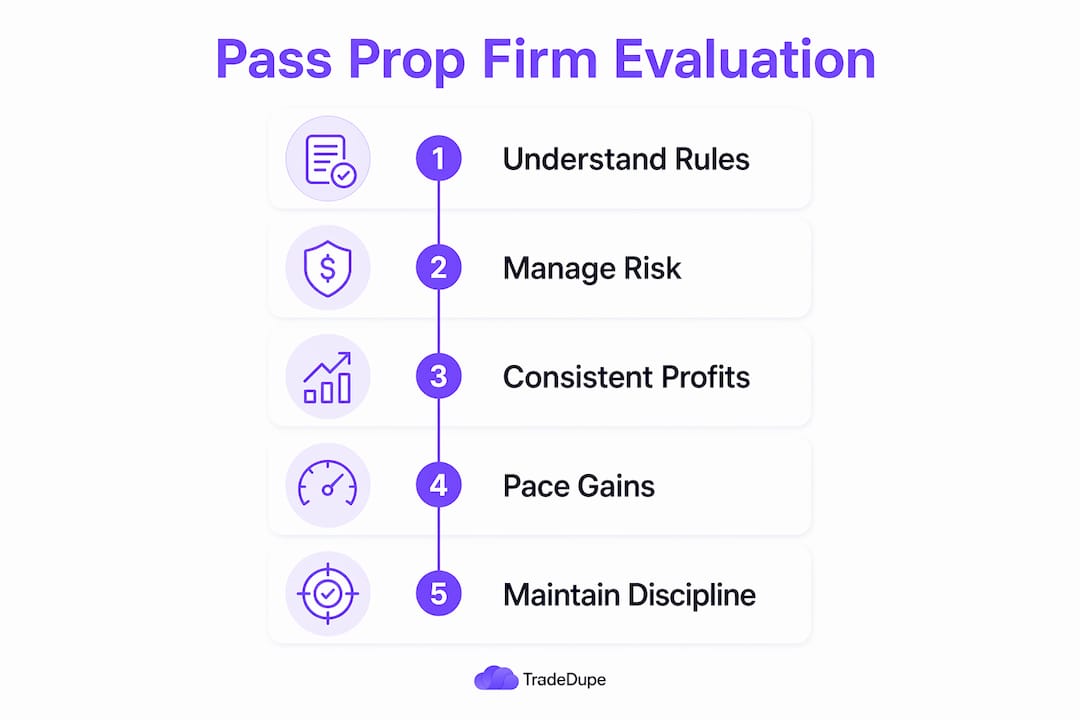 Infographic showing key steps to pass evaluation