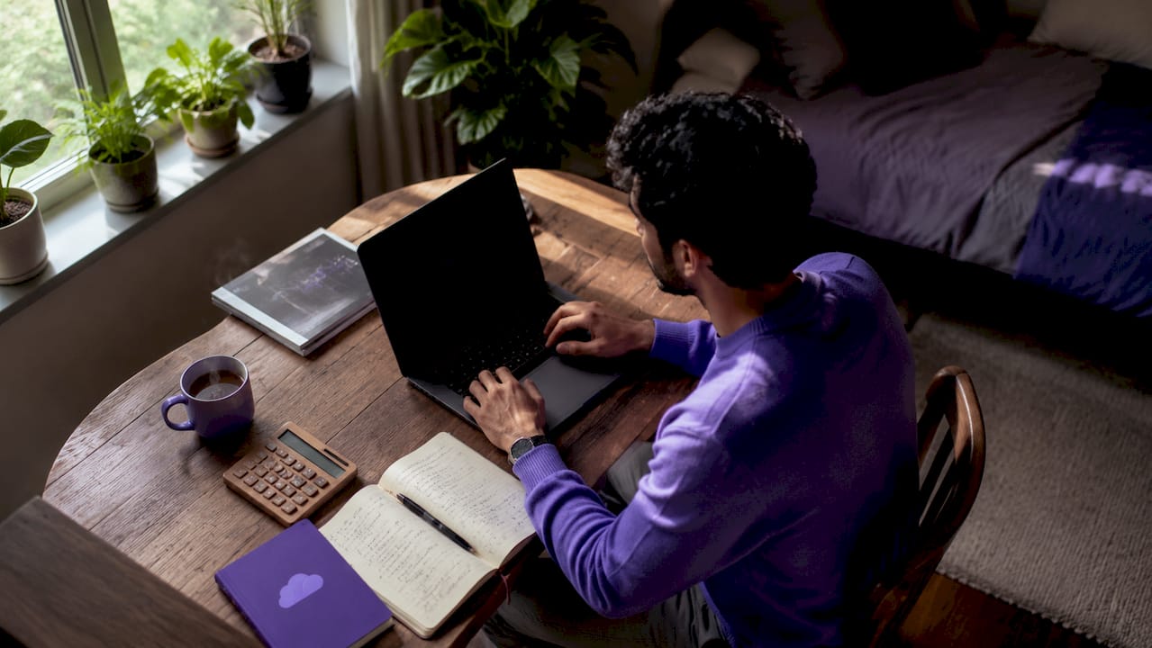 Trader reviewing copy trading positions at desk