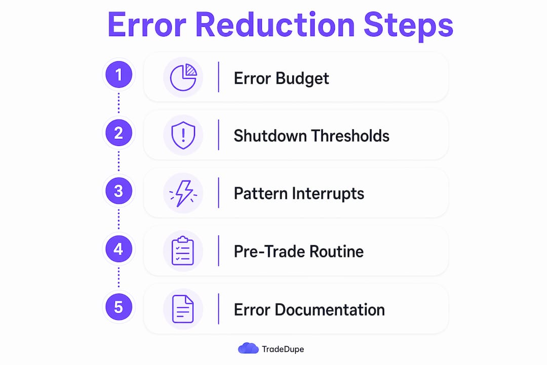Infographic showing steps to reduce manual trade copying errors
