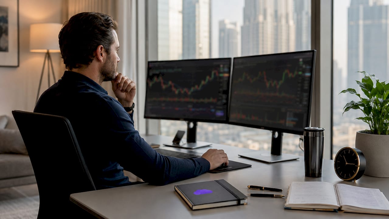 Trader operating multiple trading accounts setup
