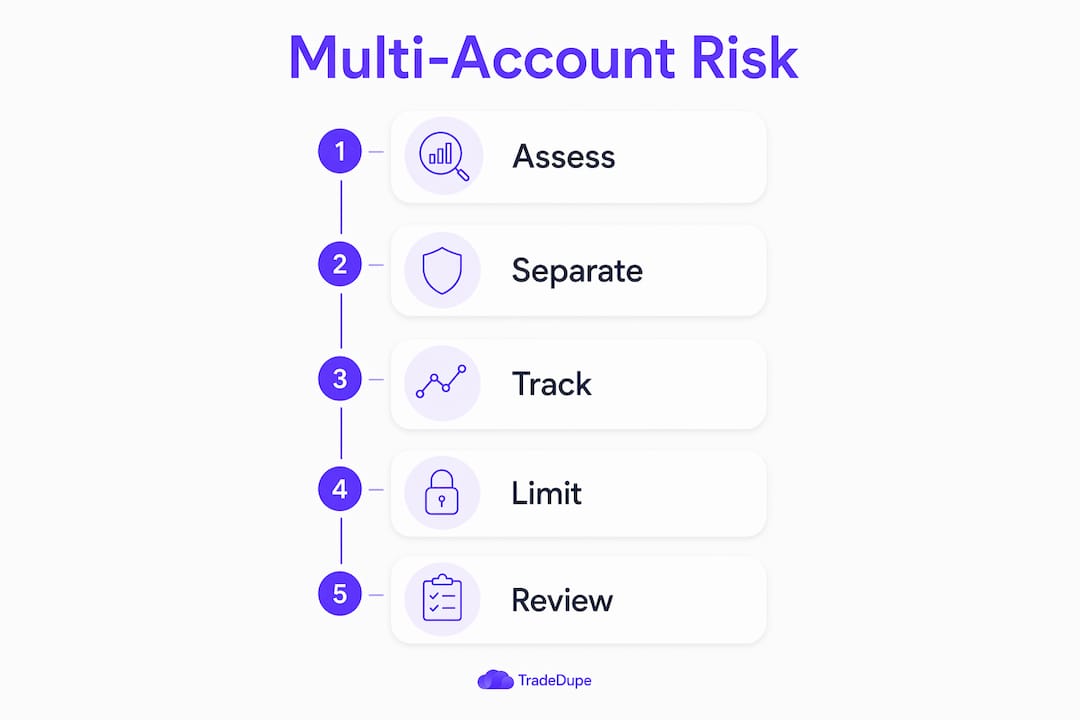 Infographic showing risk management steps for multiple accounts