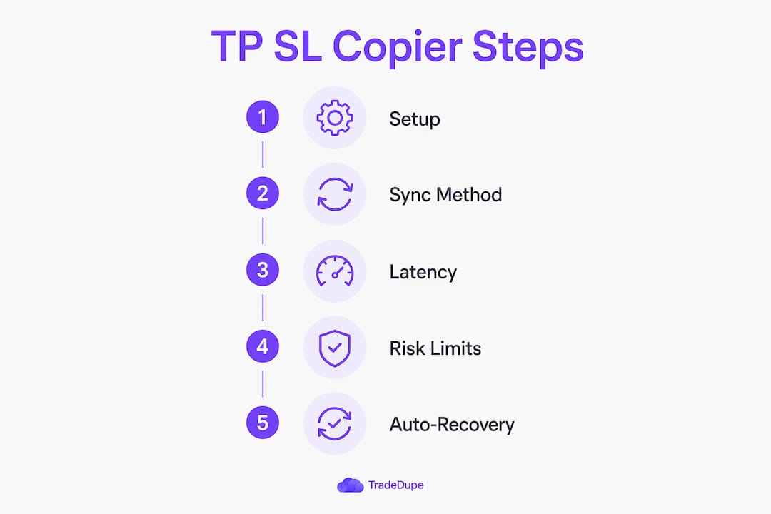 Infographic displaying key TP SL copier process steps