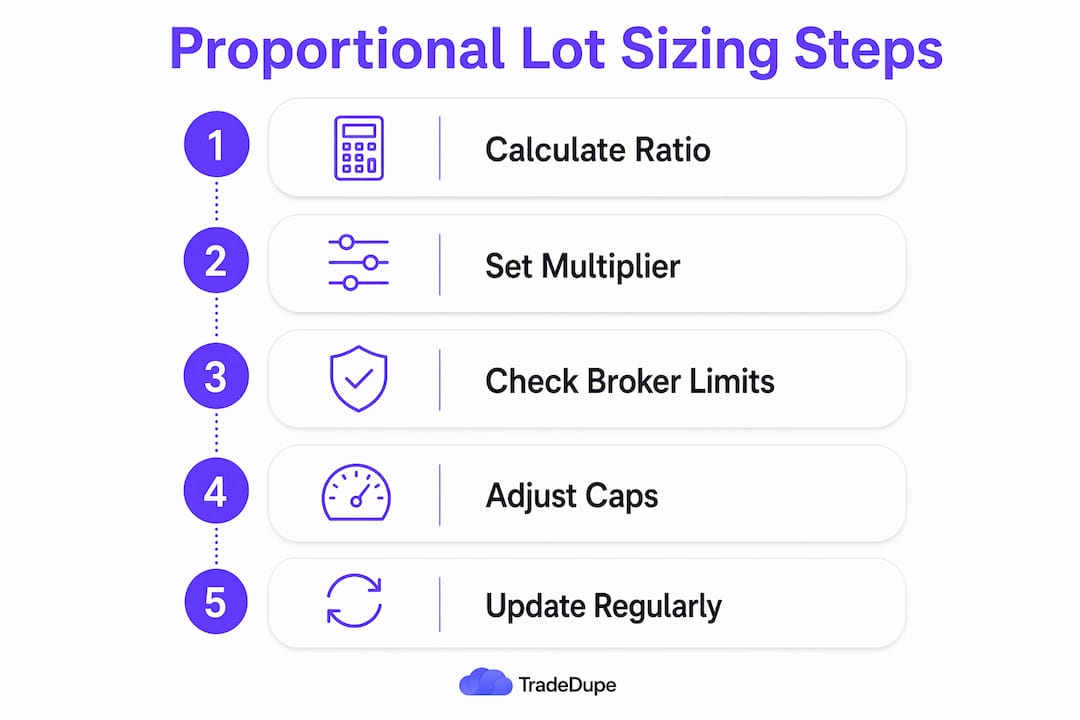Infographic showing proportional lot sizing process steps
