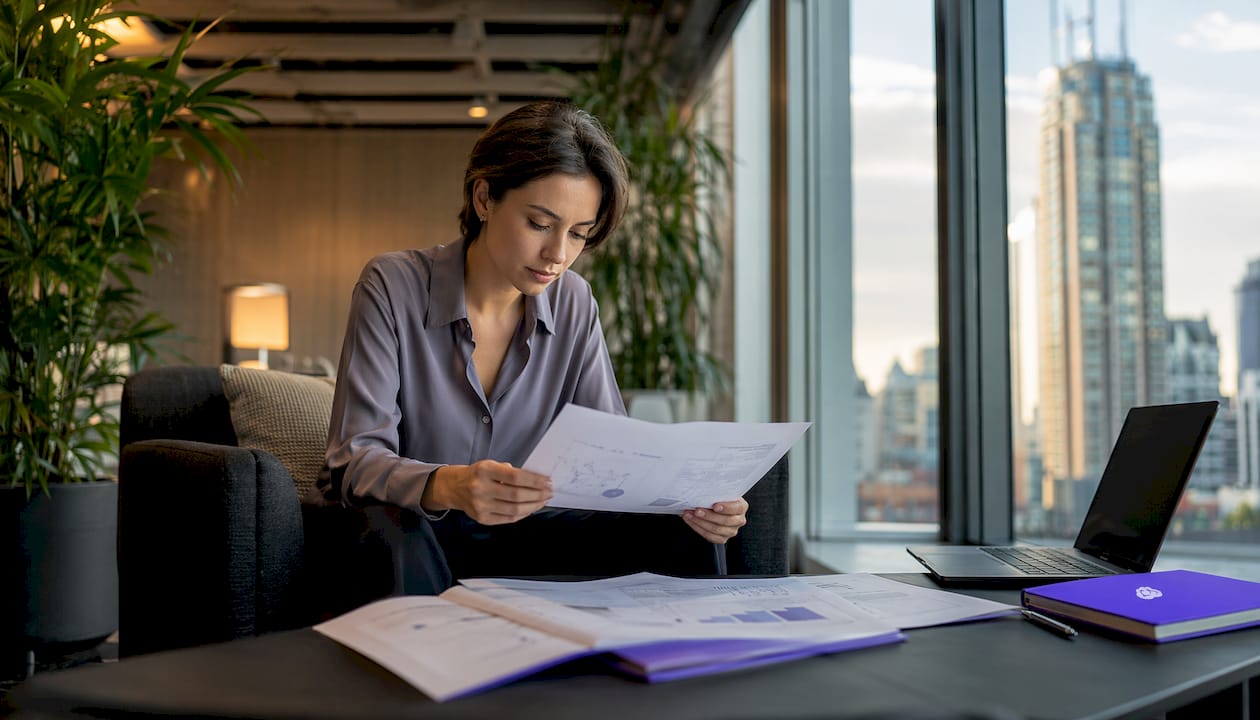 Trader reviewing trade mirroring strategies