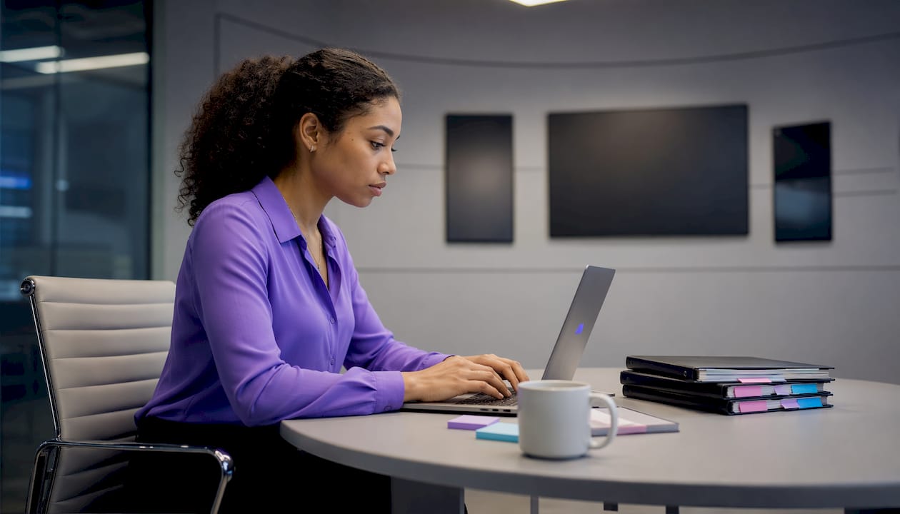 Risk analyst working on compliance reports