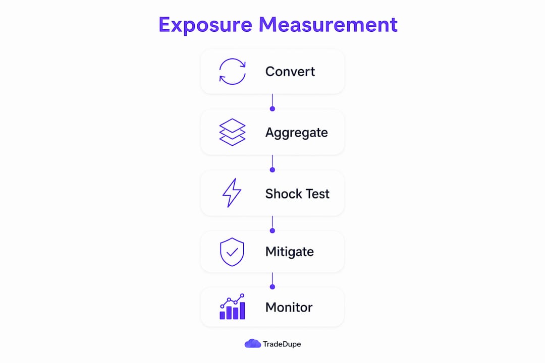 Infographic showing steps to measure trade exposure