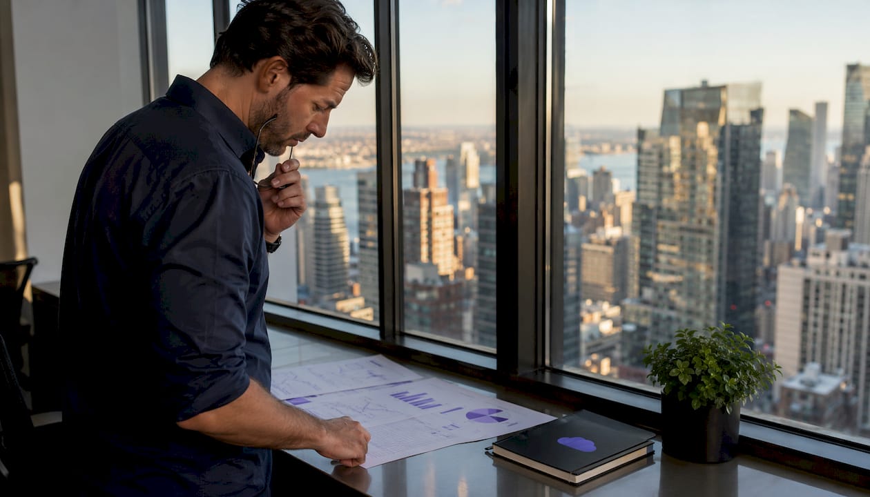 Trader scrutinizing losing trade reports