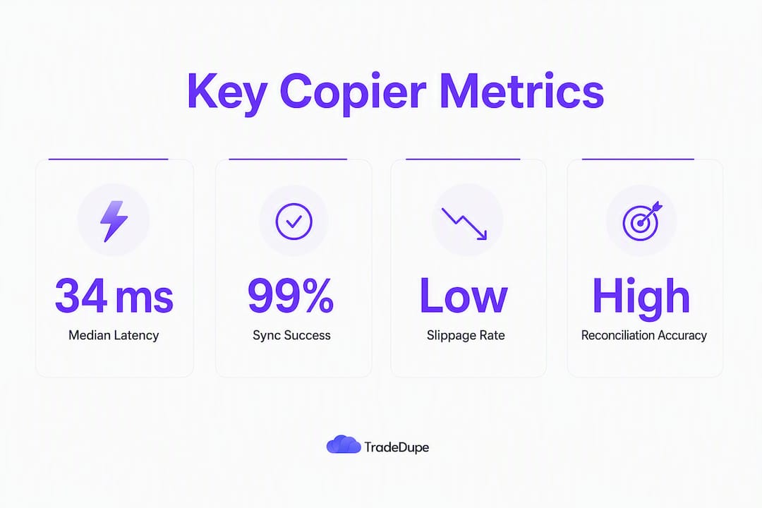 Infographic showing trade copier key metrics