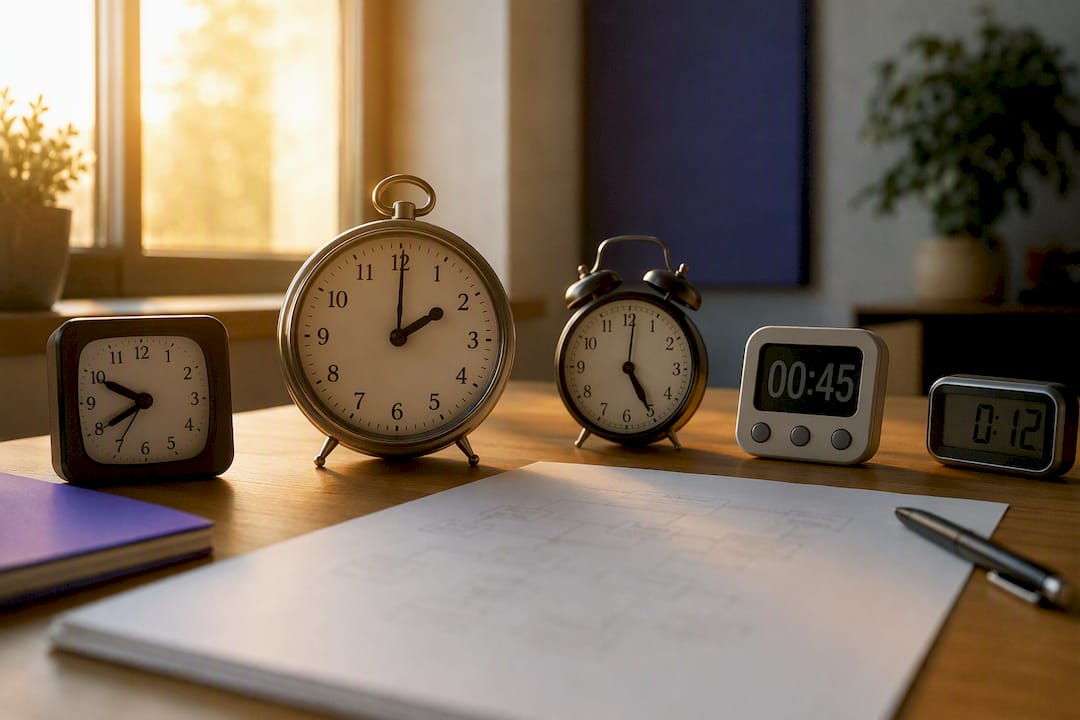 Clocks and charts symbolizing audit linking logic