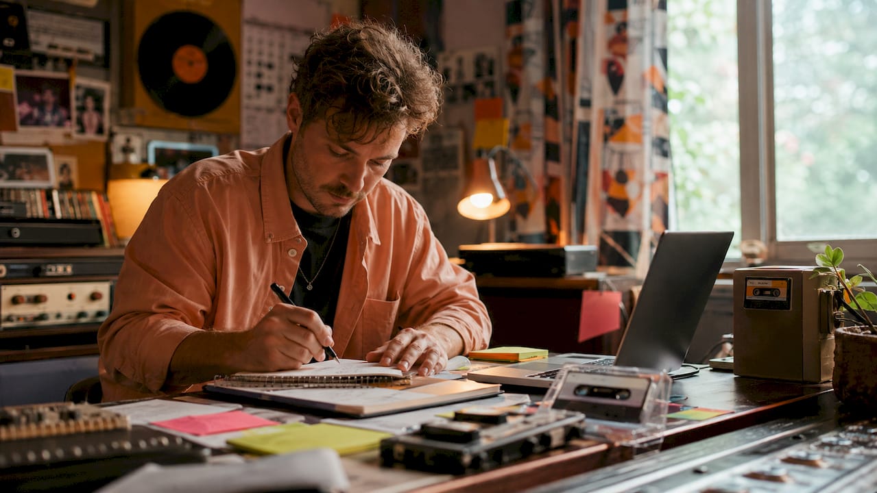 Stage manager preparing show advance documents