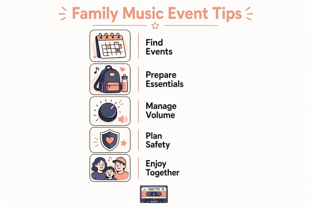 Infographic outlining family music event tips