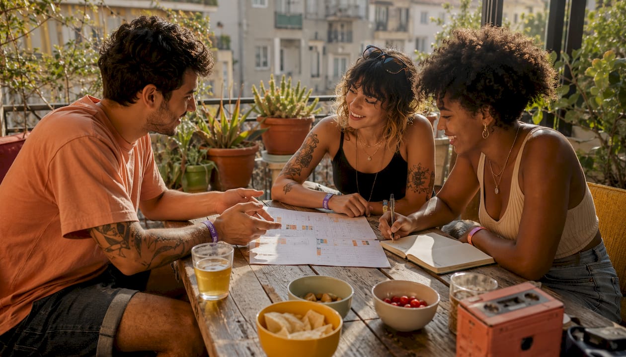 Group planning live music event sequence