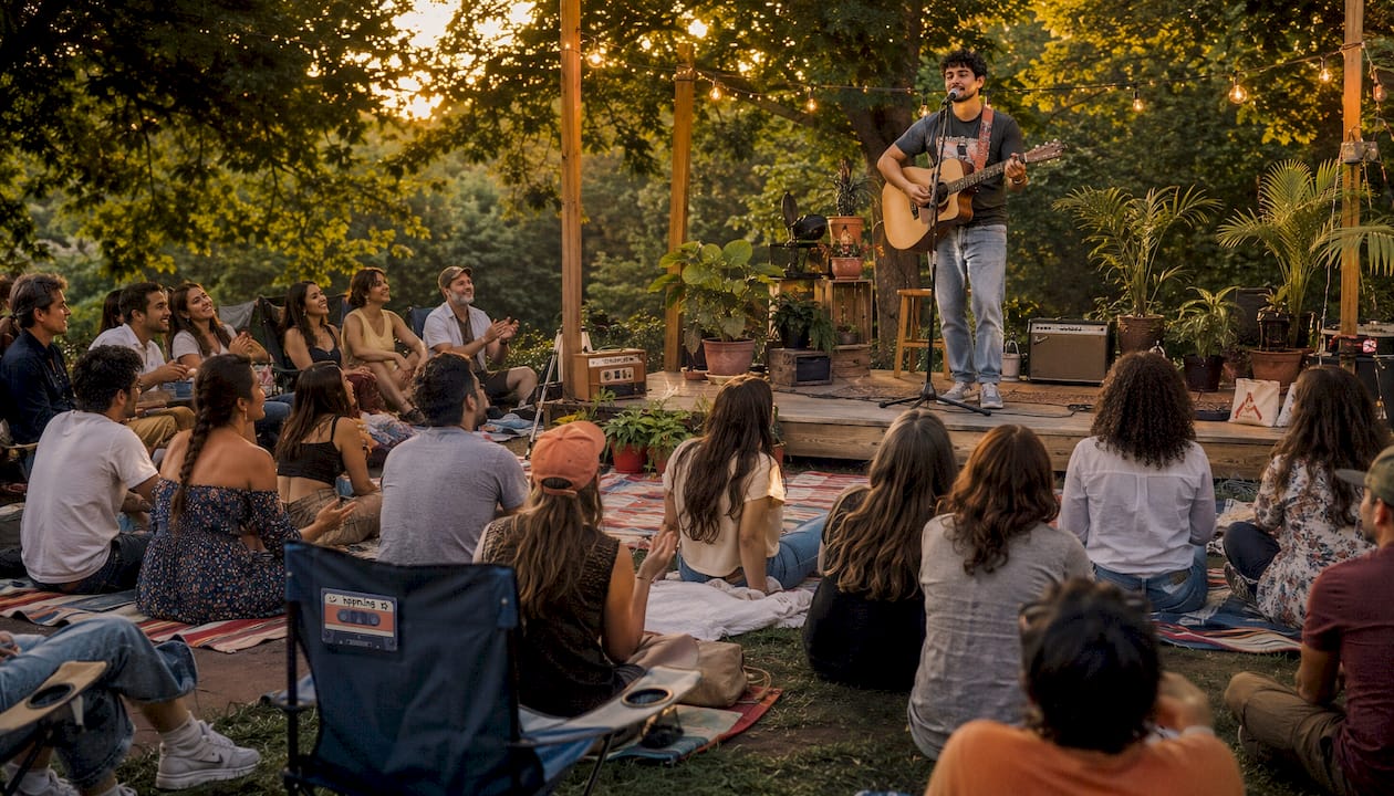 Intimate live underground music show scene
