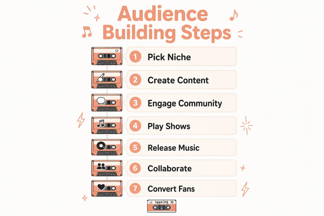 Infographic showing audience building steps