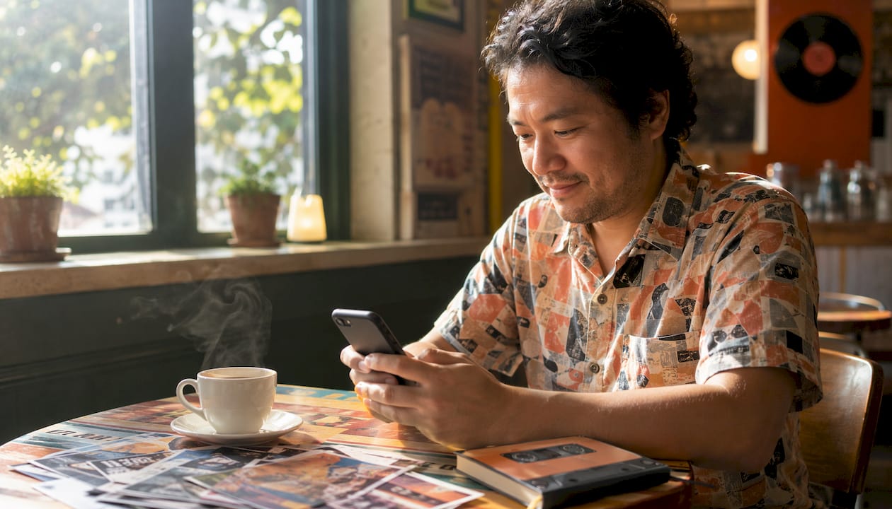 Hands browsing local concerts app on phone