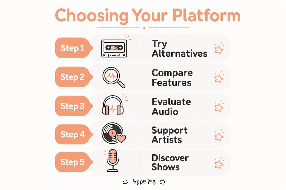Infographic outlining steps to select music platform