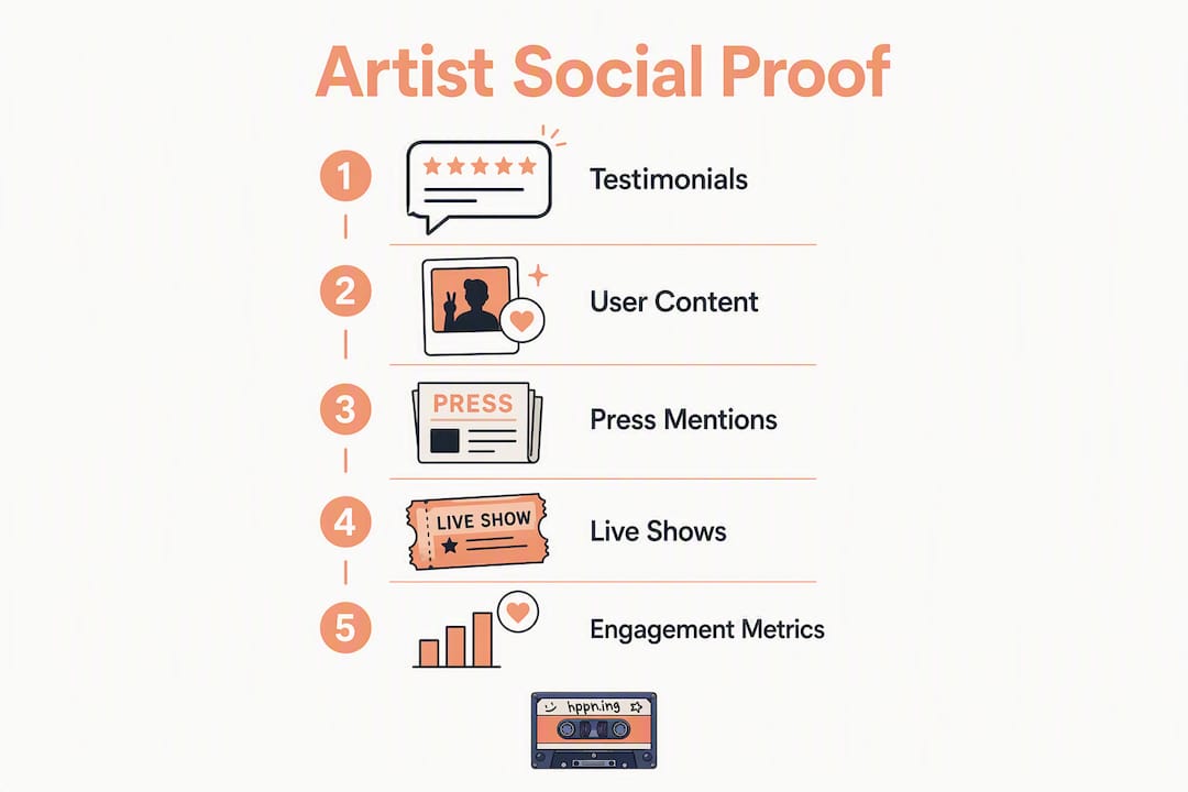 Infographic showing types of social proof for artists