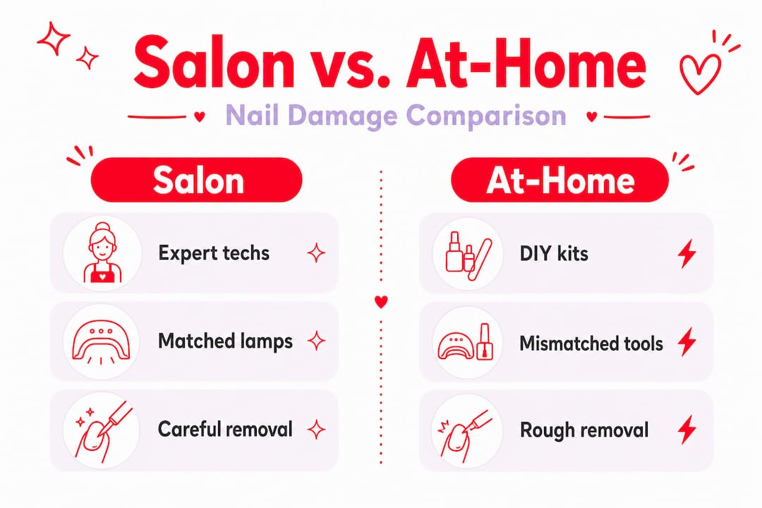 Infographic comparing salon and at-home nail care