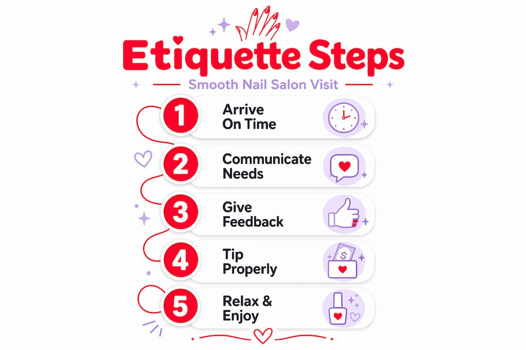 Infographic of essential nail salon etiquette steps