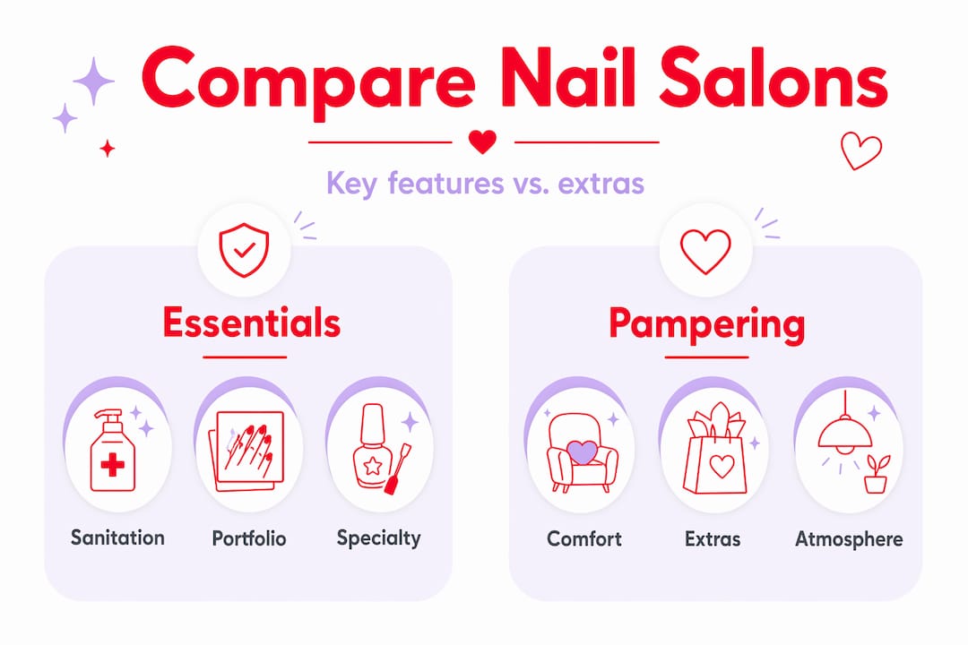Infographic comparing salon essentials versus pampering