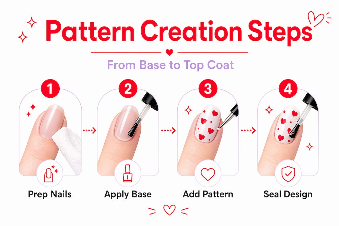 Infographic guiding nail pattern creation process