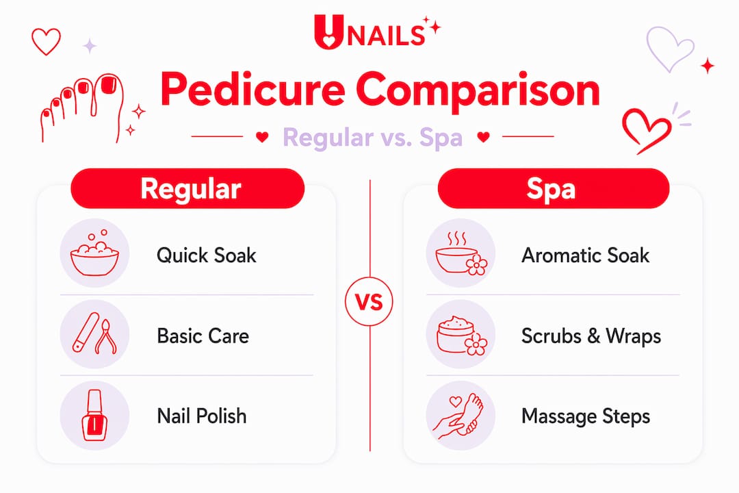 Infographic comparing regular and spa pedicures