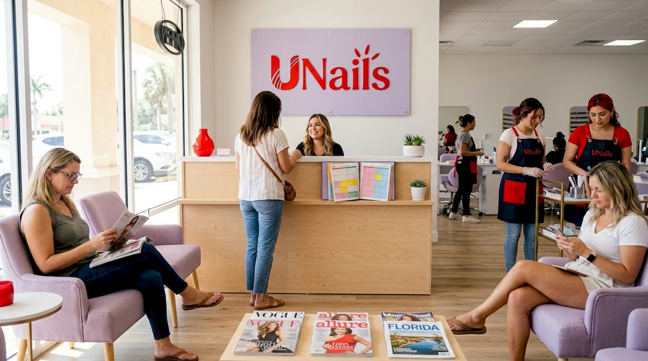 Bradenton nail salon reception area on Sunday