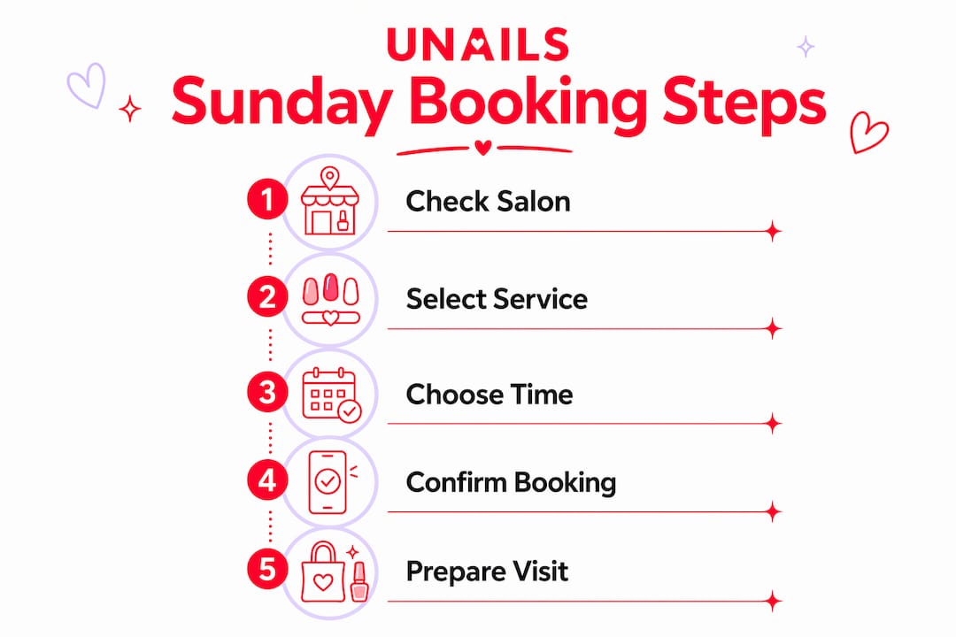 Infographic showing Sunday nail salon booking process