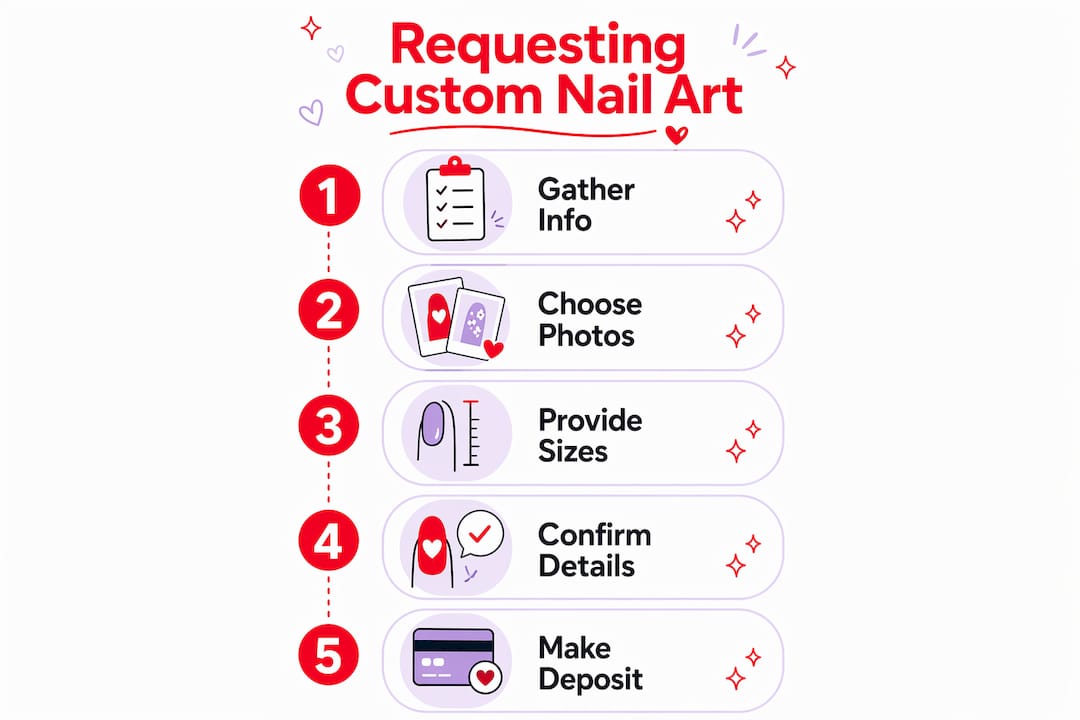 Infographic showing steps to request custom nail art design