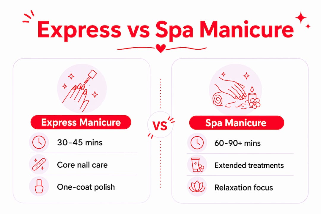 Infographic comparing express and spa manicures