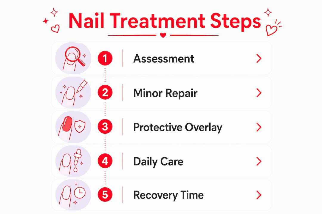Infographic showing nail treatment process steps