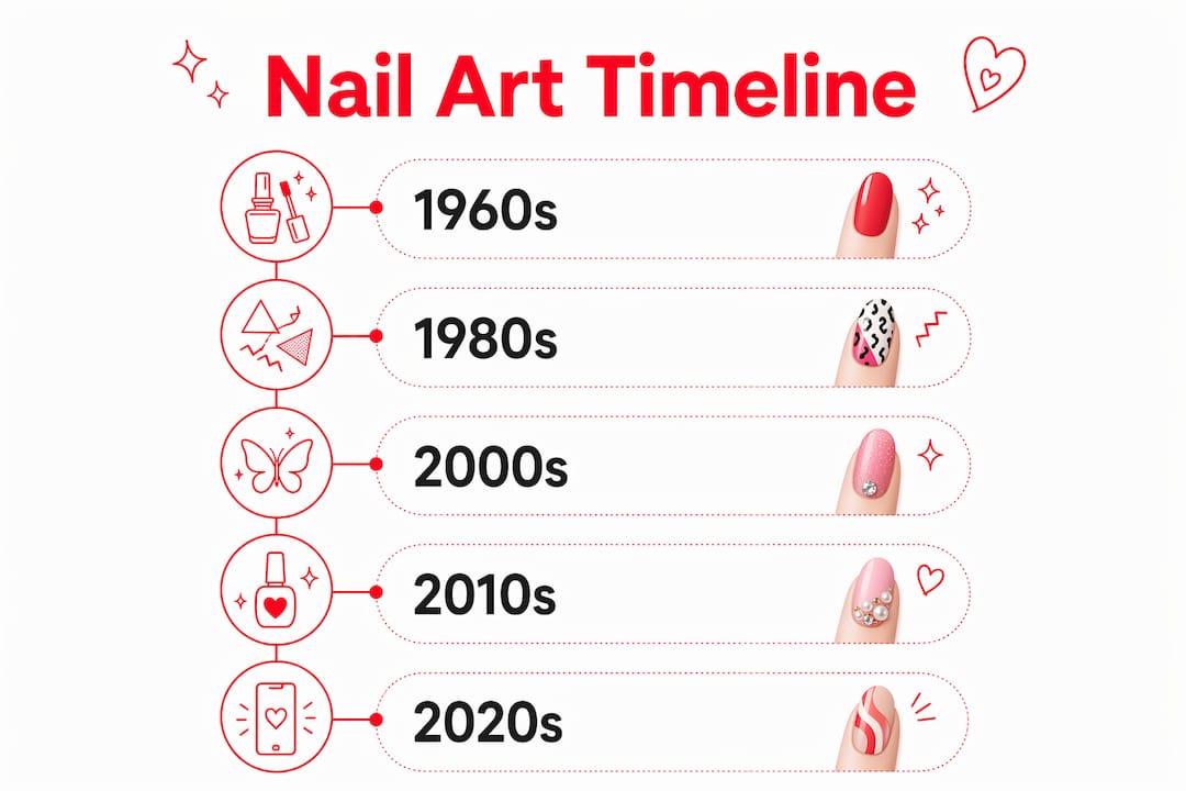 Infographic showing nail art history timeline