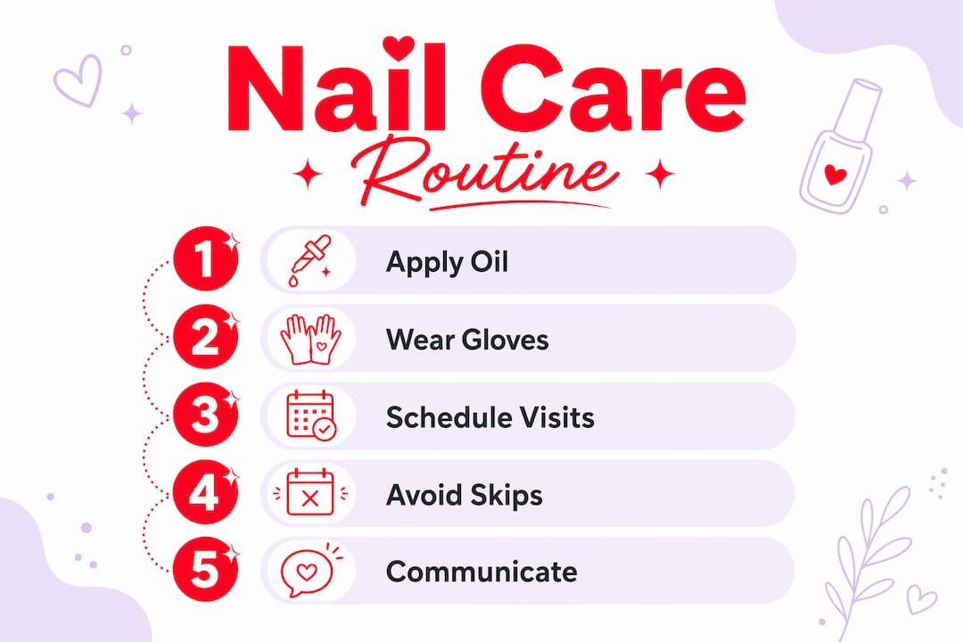 Infographic showing step-by-step nail care routine