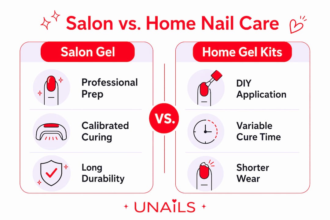 Infographic comparing salon gel and home gel kits