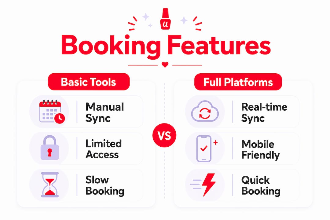 Infographic comparing nail booking platform features