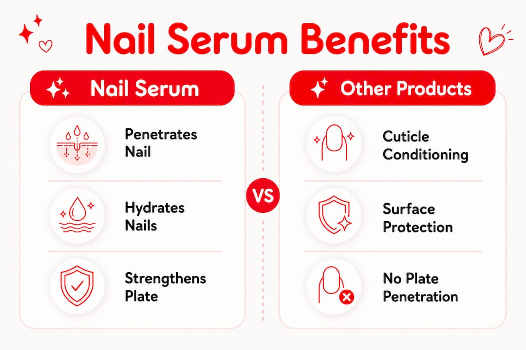 Infographic comparing nail serum and other nail products