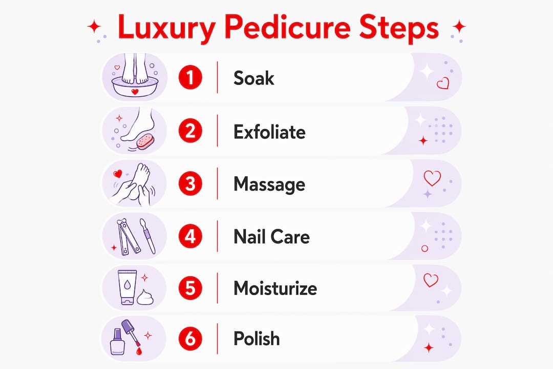 Infographic outlining luxury pedicure steps