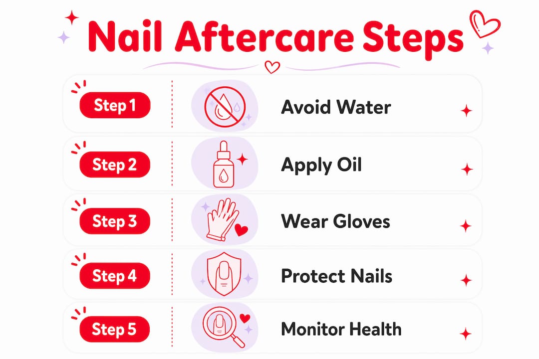 Infographic showing nail aftercare steps