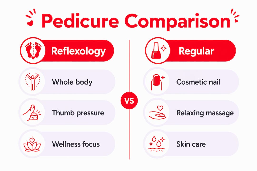 Infographic comparing reflexology and regular pedicures