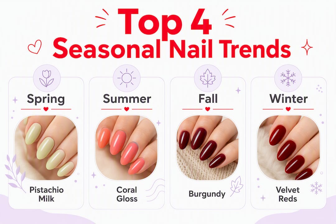 Infographic ranking seasonal nail trends 2026
