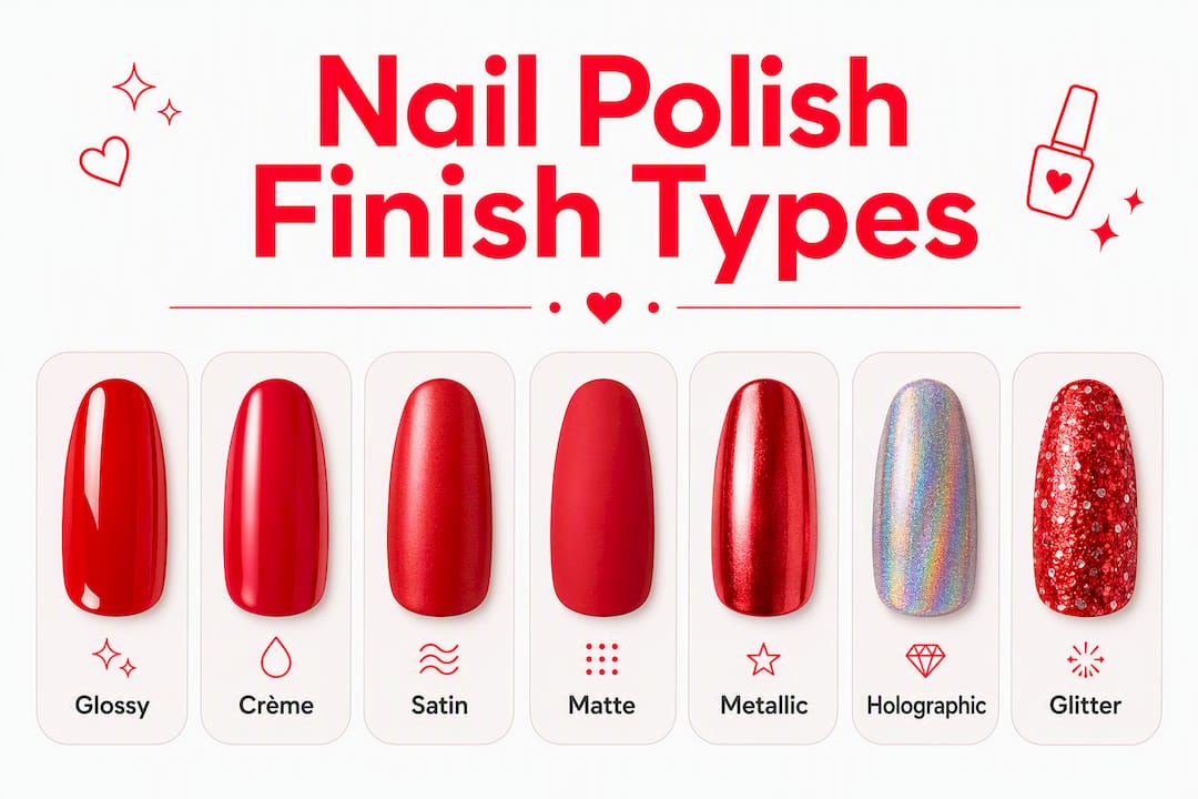 Infographic ranking common nail polish finishes
