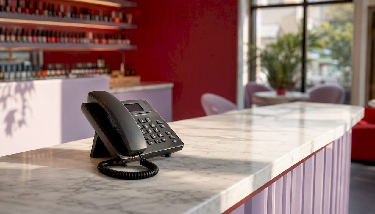 Salon telephone on reception desk