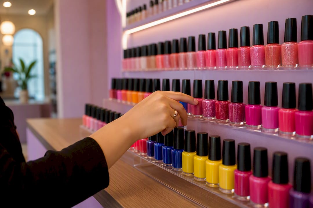 Vibrant nail polish bottles selection