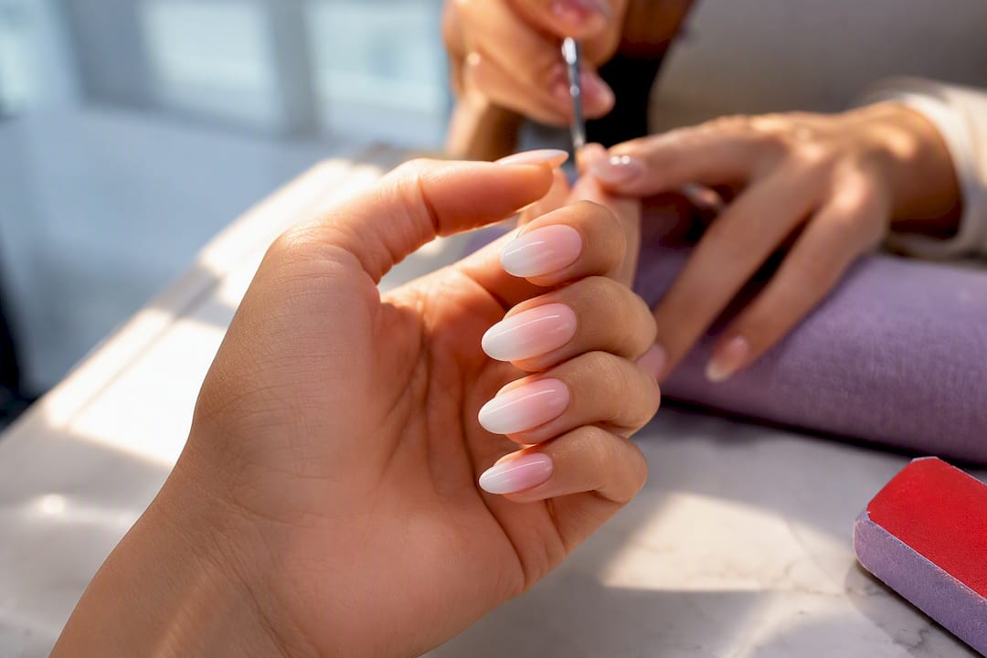 French ombré manicure with seamless white fade