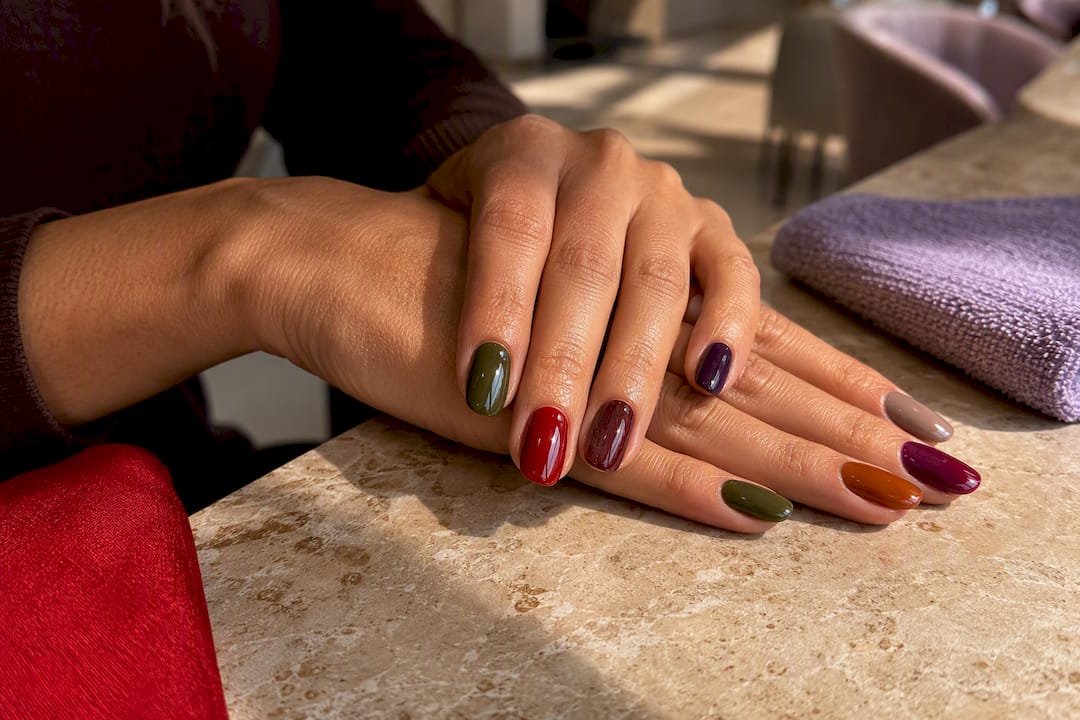 Editorial fall manicure in seven seasonal shades