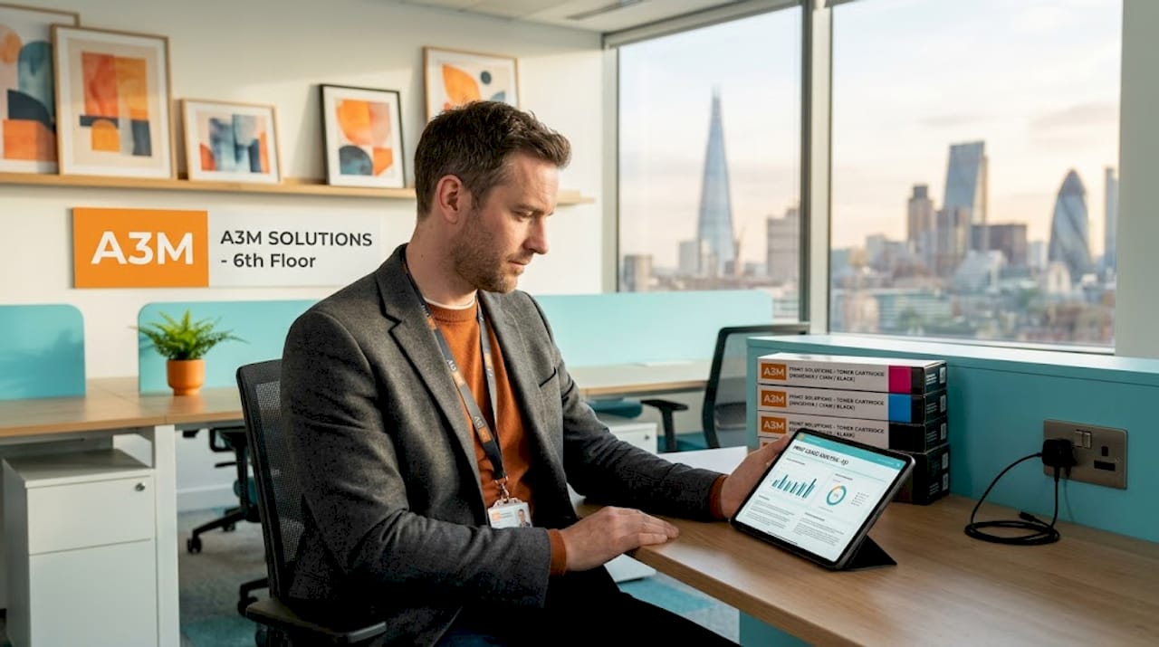 IT specialist viewing print management data