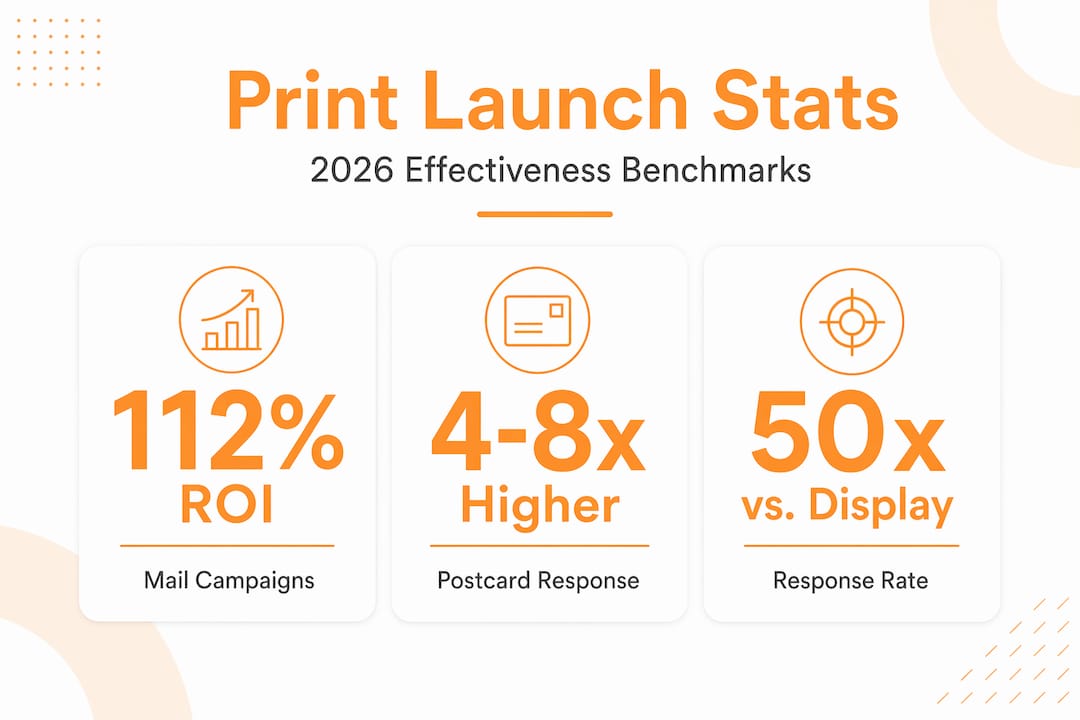Infographic showing print campaign response rates and ROI